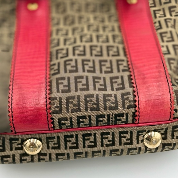 Fendi Red and Brown Monogram Tote - Picture 12 of 16